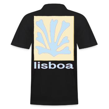 Lisboa Palmenblatt Blau Retro - Männer Poloshirt - Schwarz - Hinten - Kai (181cm)