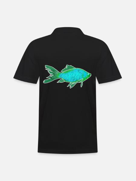 Poisson mystique turquoise - Polo Homme - noir