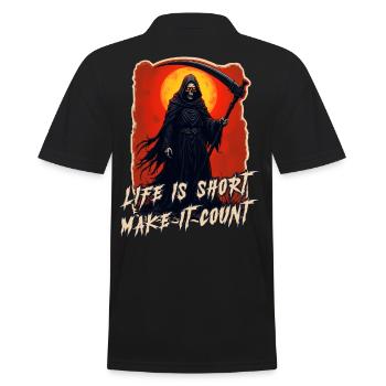 Faucheuse gothique - Mort | Life is Short, Skull - Polo Homme - noir - Dos - Kai (181cm)