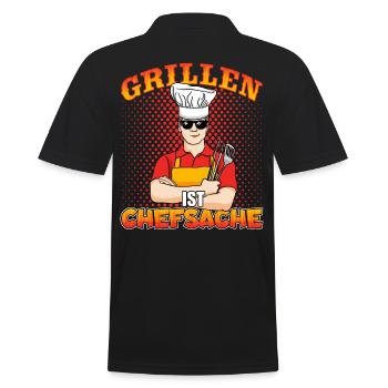 Grillen ist Chefsache - Grill Party Spruch - Männer Poloshirt - Schwarz - Hinten - Kai (181cm)