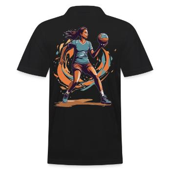 Handballerin Streetwear Ikonischer Stil - Männer Poloshirt - Schwarz - Hinten - Kai (181cm)