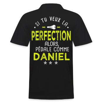 daniel si tu veux la perfection à vélo cycliste - Polo Homme - noir - Dos - Kai (181cm)