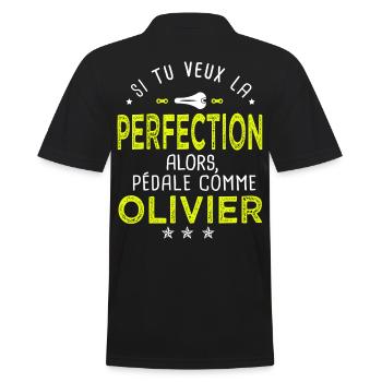 olivier si tu veux la perfection à vélo cycliste - Polo Homme - noir - Dos - Kai (181cm)