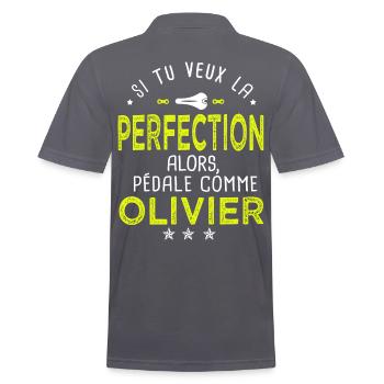 olivier si tu veux la perfection à vélo cycliste - Polo Homme - charbon - Dos - Nico (186cm)