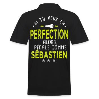 sébastien si tu veux la perfection à vélo cycliste - Polo Homme - noir - Dos - Kai (181cm)