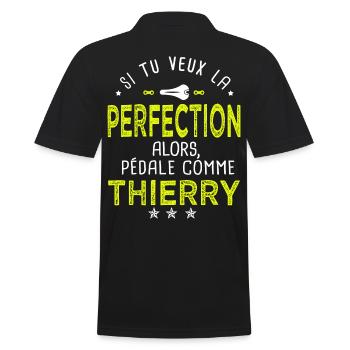 thierry si tu veux la perfection à vélo cycliste - Polo Homme - noir - Dos - Kai (181cm)