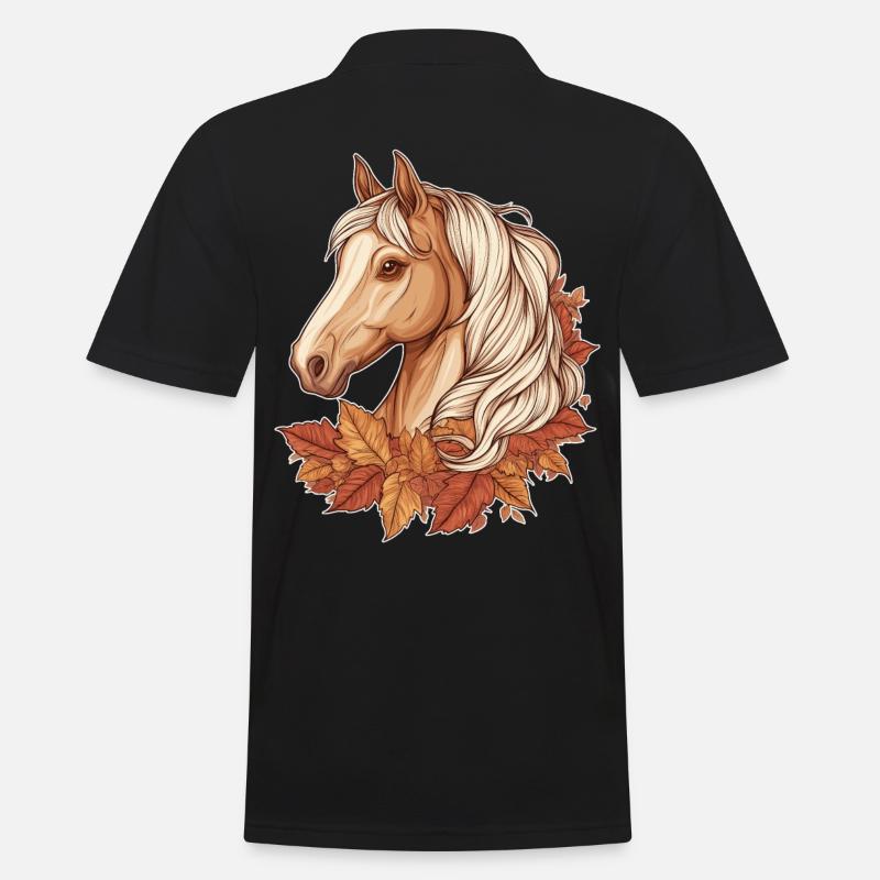 Pferd Herbst - Männer Poloshirt - Schwarz