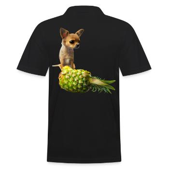 Chihuahua mit Ananas - Männer Poloshirt - Schwarz - Hinten - Kai (181cm)