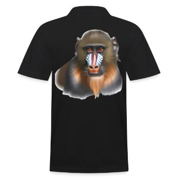 Mandrill Affe - Männer Poloshirt - Schwarz - Hinten - Kai (181cm)