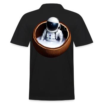 Astronaut in einer Kokosnuss - Männer Poloshirt - Schwarz - Hinten - Kai (181cm)