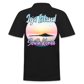 Jeju Island at sunset - Men's Polo Shirt - black - Back - Kai (181cm)