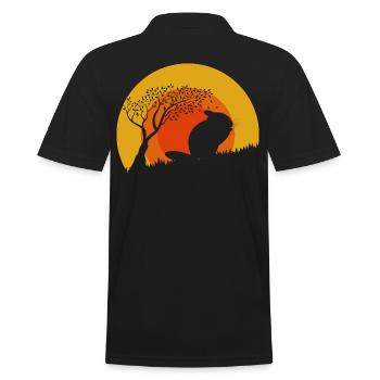 Vintage Chinchilla Sonne | Süßes Retro Geschenk - Männer Poloshirt - Schwarz - Hinten - Kai (181cm)