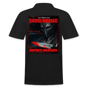 Maske tragen & Kontakte halbieren haben sie gesagt - Männer Poloshirt - Schwarz - Hinten - Kai (181cm)