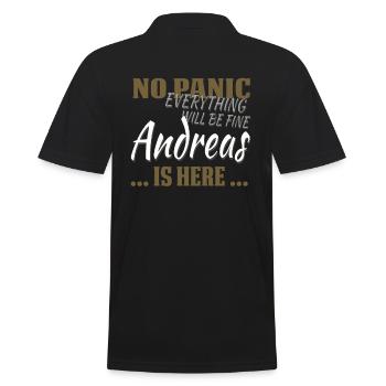 Andreas - Don't panic - drôle de cadeau en anglais - Polo Homme - noir - Dos - Kai (181cm)