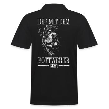 Rottweiler Rottie Papa Vater Mann Gassi Dad - Männer Poloshirt - Schwarz - Hinten - Kai (181cm)