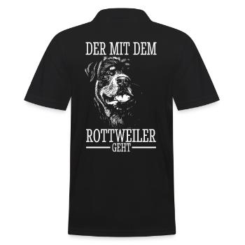 Rottweiler Rottie Papa Vater Mann Gassi Dad - Männer Poloshirt - Schwarz - Hinten - Kai (181cm)