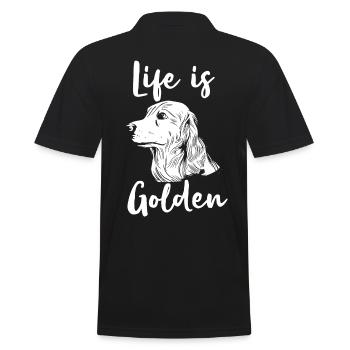 Life Is Golden Retriever Funny - Männer Poloshirt - Schwarz - Hinten - Kai (181cm)