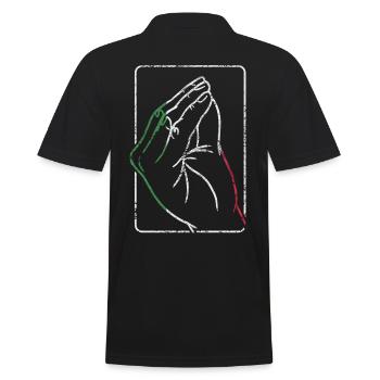 Italien Italienisches Herz Flagge Hand Geste Stolz - Männer Poloshirt - Schwarz - Hinten - Kai (181cm)