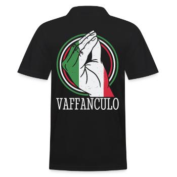 Lustige italienische Italien Vaffanculo Hand Geste - Männer Poloshirt - Schwarz - Hinten - Kai (181cm)