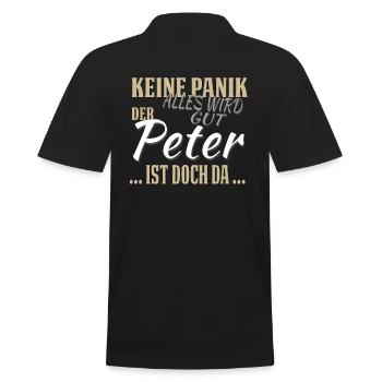 Peter - Keine Panik - lustiges Geschenk - Männer Poloshirt - Schwarz - Hinten - Kai (181cm)
