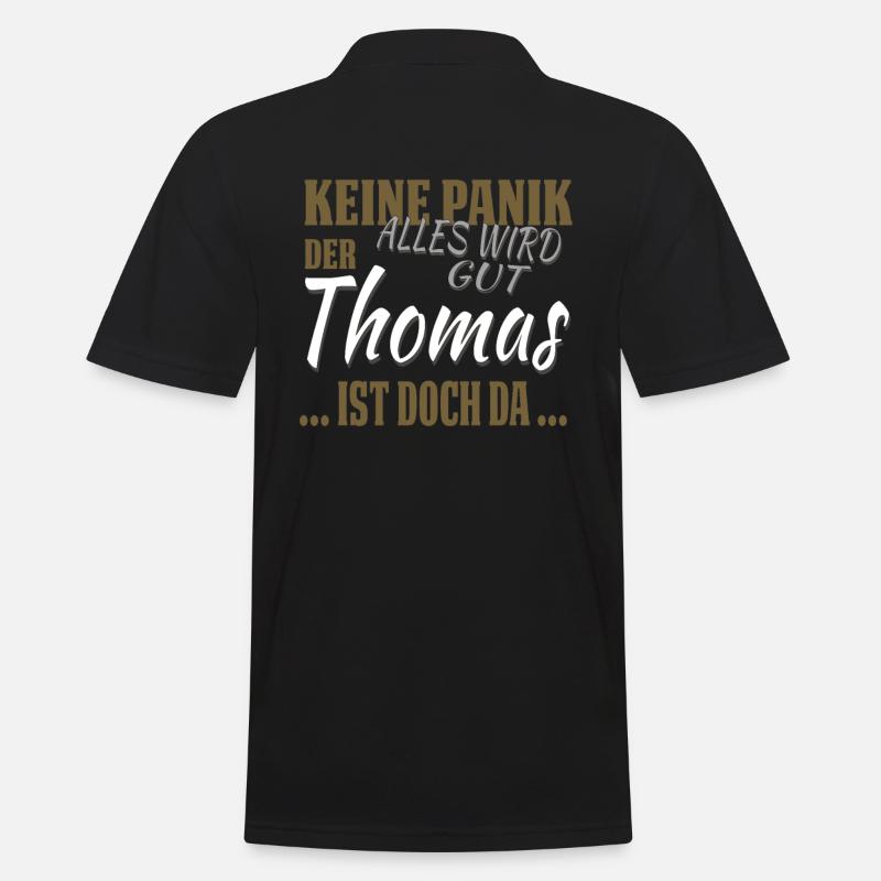 Thomas - Don't panic - funny gift - Men's Polo Shirt - black