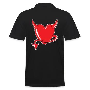 Cœur Rouge - Cœur du Diable - Cœur du Diable - Cadeau - Polo Homme - noir - Dos - Kai (181cm)