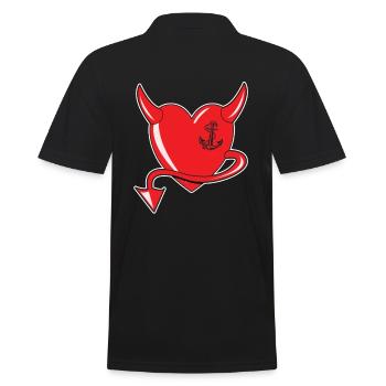 Rotes Herz - Devil Heart - Teufelsherz - Geschenk - Männer Poloshirt - Schwarz - Hinten - Kai (181cm)