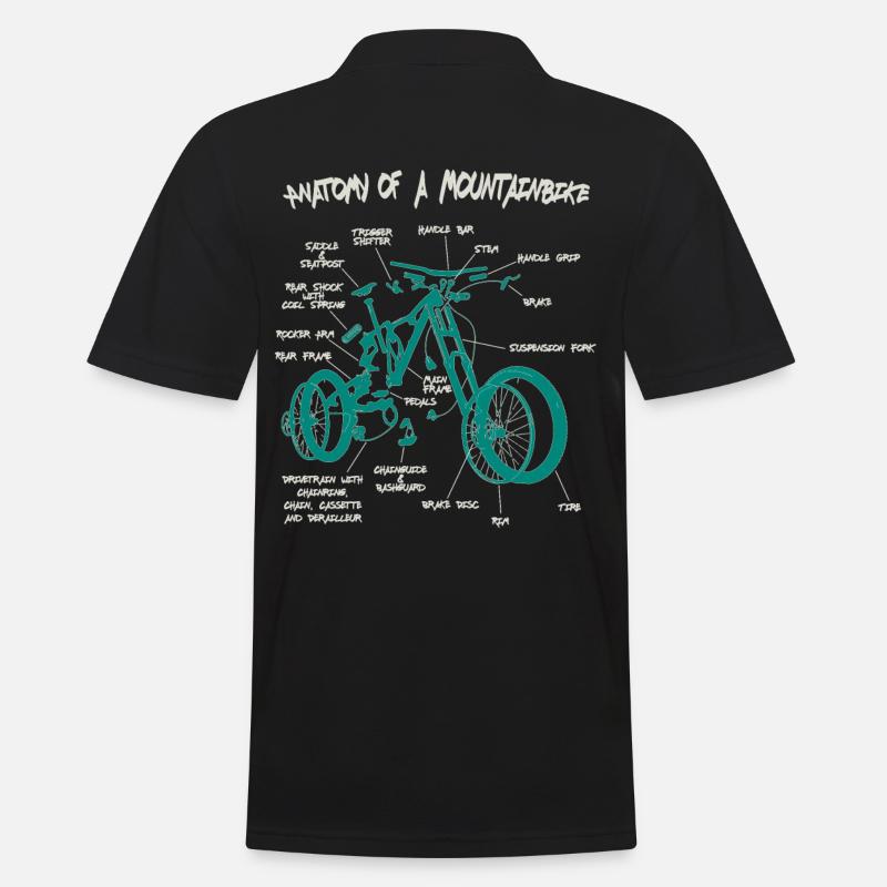 Anatomie eines Mountainbikes Downhill Fahrrad - Männer Poloshirt - Schwarz