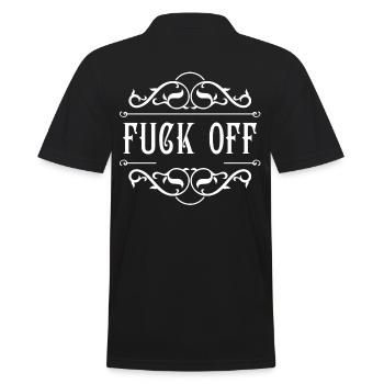 Fuck Off - Männer Poloshirt - Schwarz - Hinten - Kai (181cm)