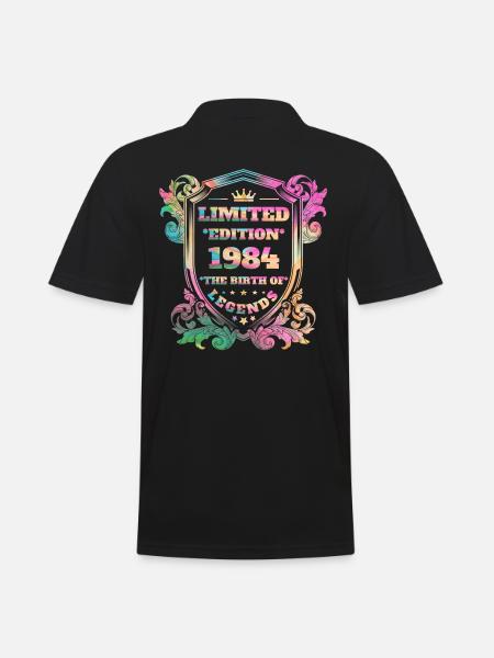 1984 Fødselsdag vintage regnbue farver - Herre poloshirt - sort