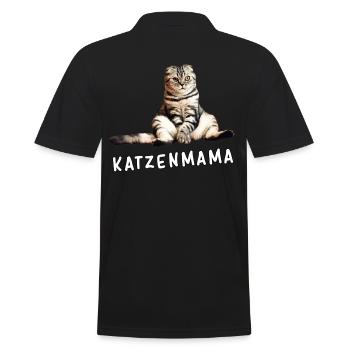 Katze – Katzenmama - Männer Poloshirt - Schwarz - Hinten - Kai (181cm)