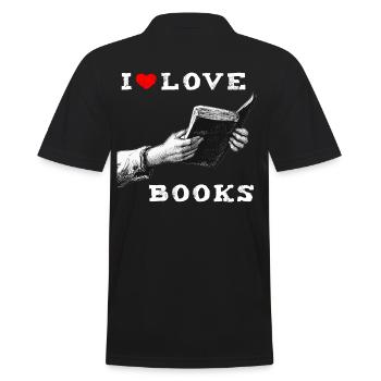 I love books - Men's Polo Shirt - black - Back - Kai (181cm)