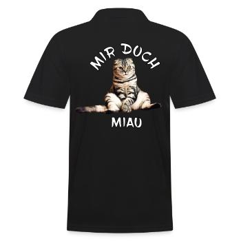 Katze – Mir doch miau - Männer Poloshirt - Schwarz - Hinten - Kai (181cm)