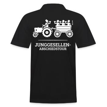 Junggesellen-Abschiedstour Mit Trecker (JGA / B) - Männer Poloshirt - Schwarz - Hinten - Kai (181cm)