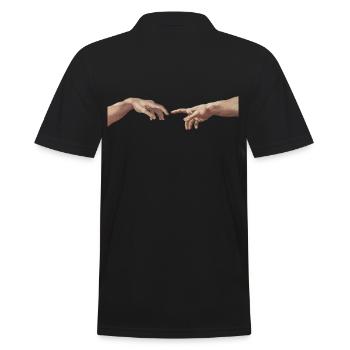 Michelangelo: Die Erschaffung Adams - Hände - Männer Poloshirt - Schwarz - Hinten - Kai (181cm)