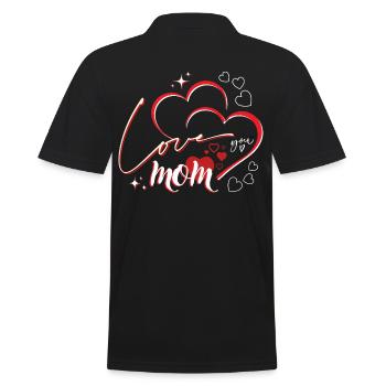 Muttertag - Je t'aime maman - Liebe dich Mama - Männer Poloshirt - Schwarz - Hinten - Kai (181cm)