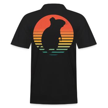 Degus | Funny Degu | Vintage Retro Sun - Men's Polo Shirt - black - Back - Kai (181cm)