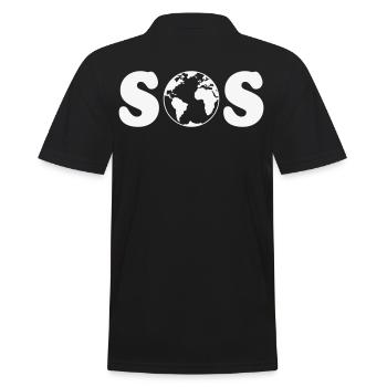 SOS – Earth Overshoot Day / Climate Change (W SVG) - Men's Polo Shirt - black - Back - Kai (181cm)