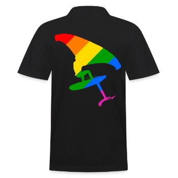 LGBTQ Pride Wingsurfing Design Gift - Men's Polo Shirt - black - Back - Kai (181cm)