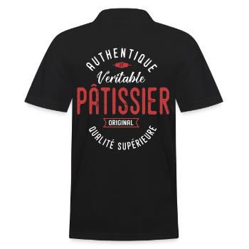 pâtissier authentique profession métier pâtissier - Polo Homme - noir - Dos - Kai (181cm)