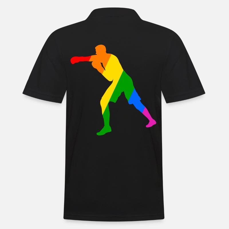 Boxer im Regenbogen - Männer Poloshirt - Schwarz
