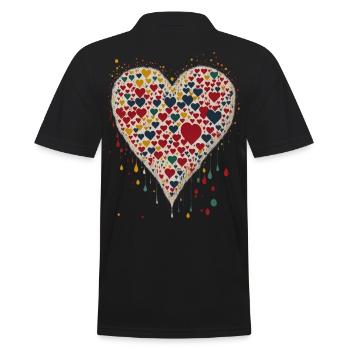 Rétro Heart Vintage Peint - Polo Homme - noir - Dos - Kai (181cm)