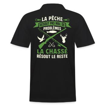Cadeau Chasse Pêche Chasseur T-Shirt Pêcheur - Polo Homme - noir - Dos - Kai (181cm)