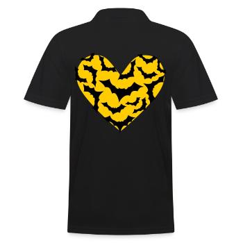 Field Mice Heart Bat Moon - Men's Polo Shirt - black - Back - Kai (181cm)