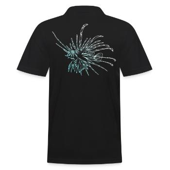 Diver diving lionfish - Men's Polo Shirt - black - Back - Kai (181cm)