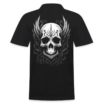 Crâne avec ailes - ornement - Polo Homme - noir - Dos - Kai (181cm)