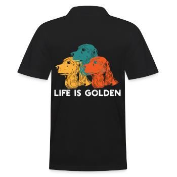 Life Is Golden Retriever Funny - Männer Poloshirt - Schwarz - Hinten - Kai (181cm)