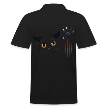 Schwarze Katze - Männer Poloshirt - Schwarz - Hinten - Kai (181cm)