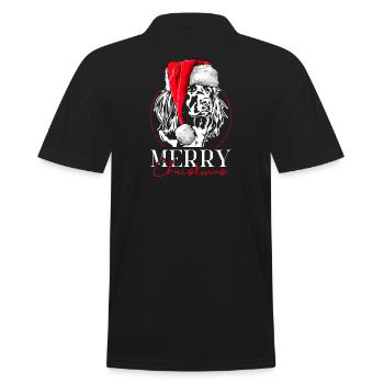 Santa Kleiner Münsterländer Merry Christmas Hunde - Männer Poloshirt - Schwarz - Hinten - Kai (181cm)