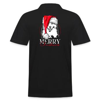 Santa Samojede Merry Christmas Hunde Wilsigns - Männer Poloshirt - Schwarz - Hinten - Kai (181cm)
